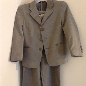Boys Tan Pinstripe Suit